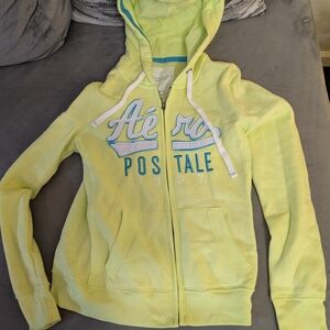 Aeropostale Women's Yellow Zip Up Hoodie.